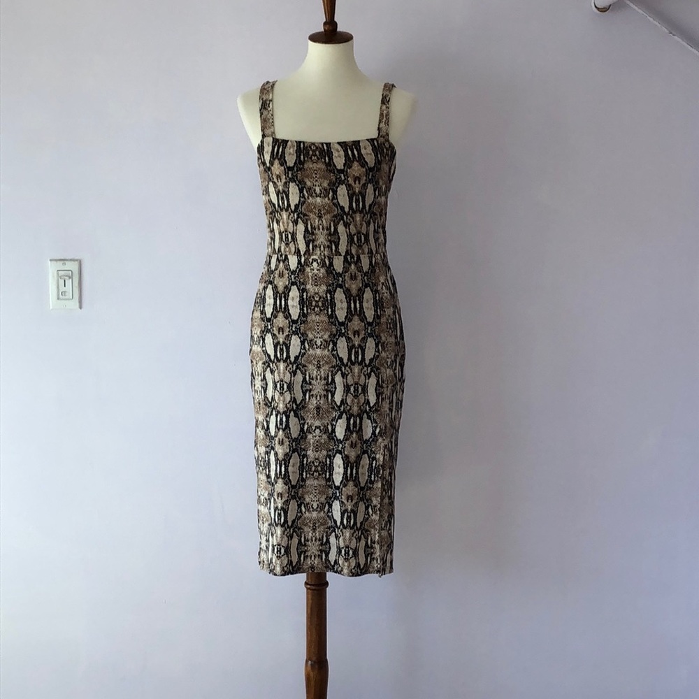 Snake Skin Print Midi Dress